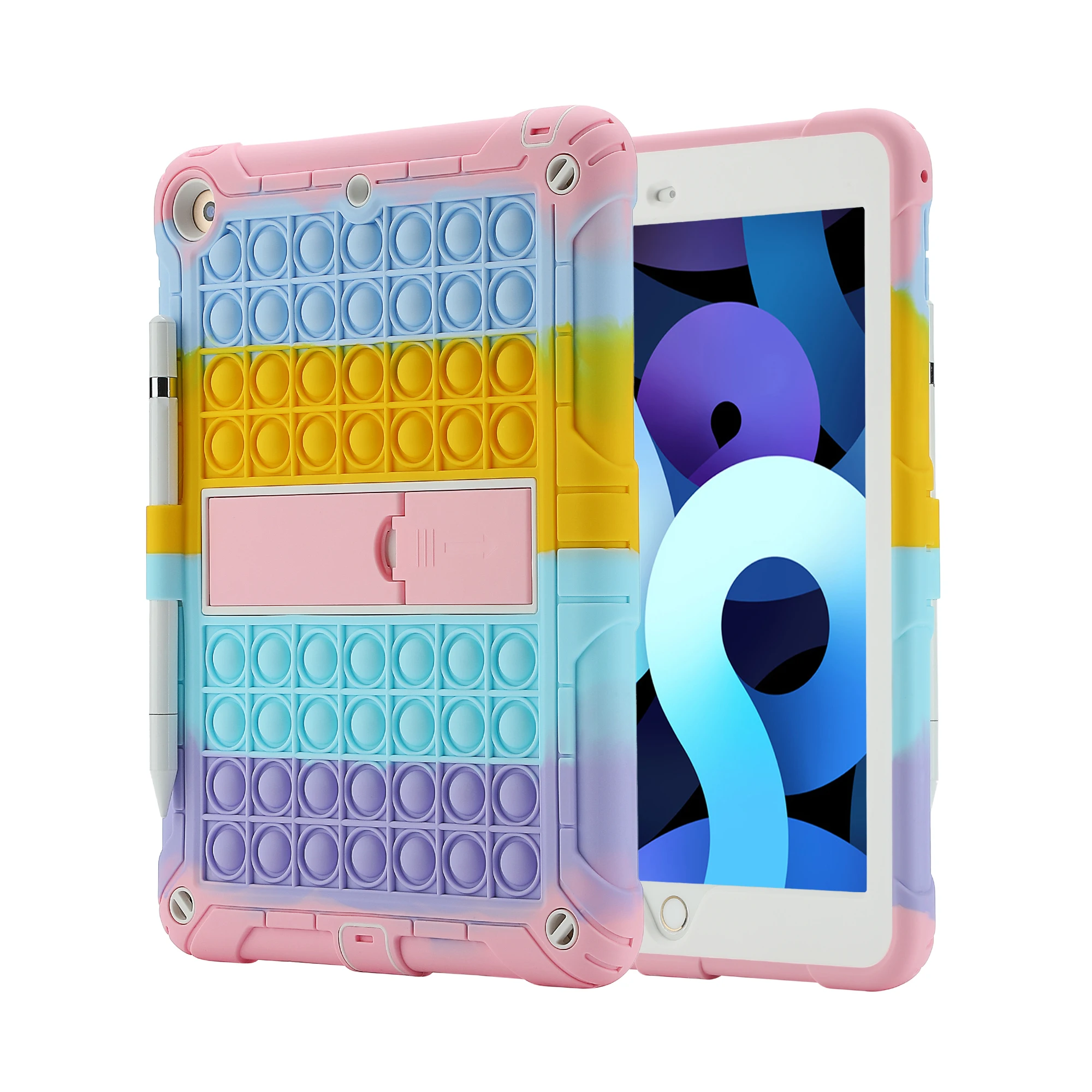 2021 Bubble Non-toxic Soft Silicone Stand Case for ipad Air 1 2(5th/6th Gen)9.7