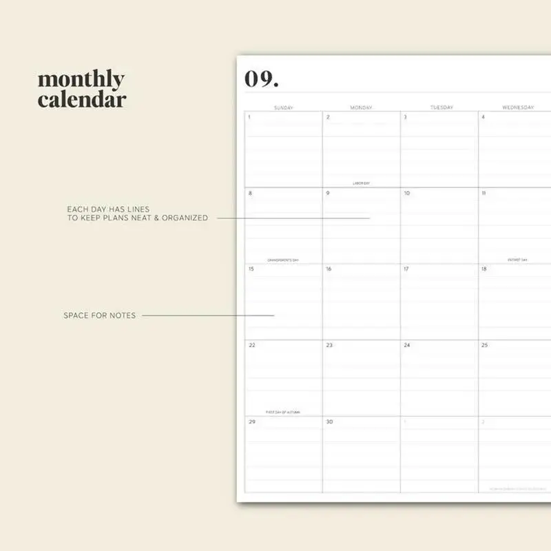 2025 Monthly Book Schedule Planner Journal Wear-resistant Portable Academic Multifunctional Notebook Monthly Calendar For