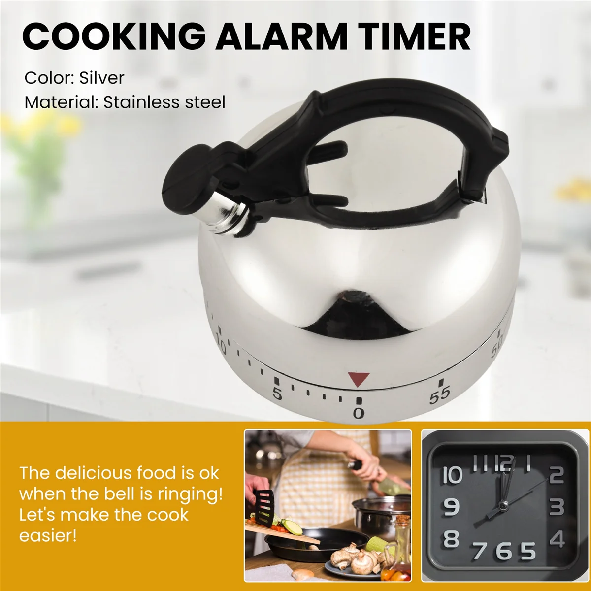 【Hot-Selling!】60 Minute Counting Teapot Shaped Kitchen Cooking Alarm Clock Timer Mechanical