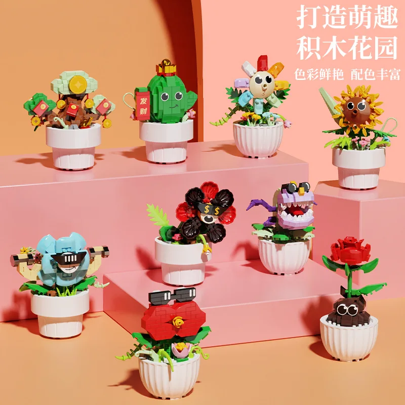 Bouquet Flower Children Toy Mini Diy Building Block Toy Bricks Blocks for Adults Constructor Micro Bricks Construction Set Gifts