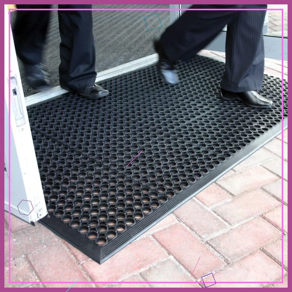 

Large Heavy Duty Outdoor Drainage Mat with Holes, Waterproof Anti-Slip for Door, Kitchen, Pool, Garage