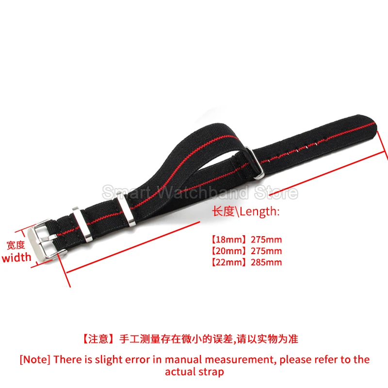 ​​For Rolex Black Submariner Seiko Citizen Mido High Density Weaving Nylon WatchStrap Anti Fraying Square Buckle Red Gray Blue​​