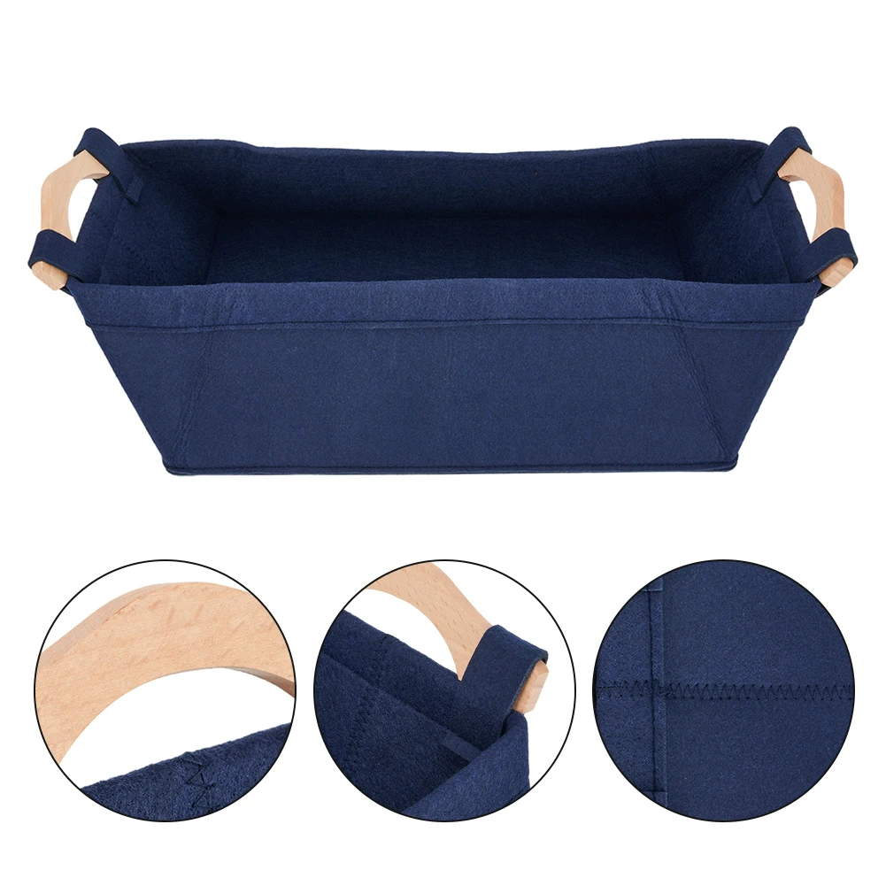 Stylish and Practical Storage Solution Portable Square Basket with Pine Wood Handles Choose Your Preferred Color