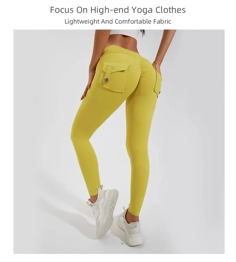 Naked Feeling Damen Fitness Freizeit-Laufleggings mit hoher Taille, Hüftlift, Gesäßfalten und Gesäßtasche, atmungsaktive Hose – Detail 1