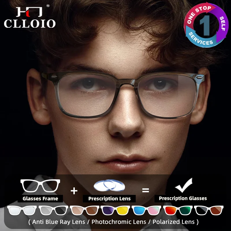 

CLLOIO Simple Square Anti Blue Ray Myopia Prescription Glasses High Quality Men Optical Progressive Reading Computer Eyeglasses