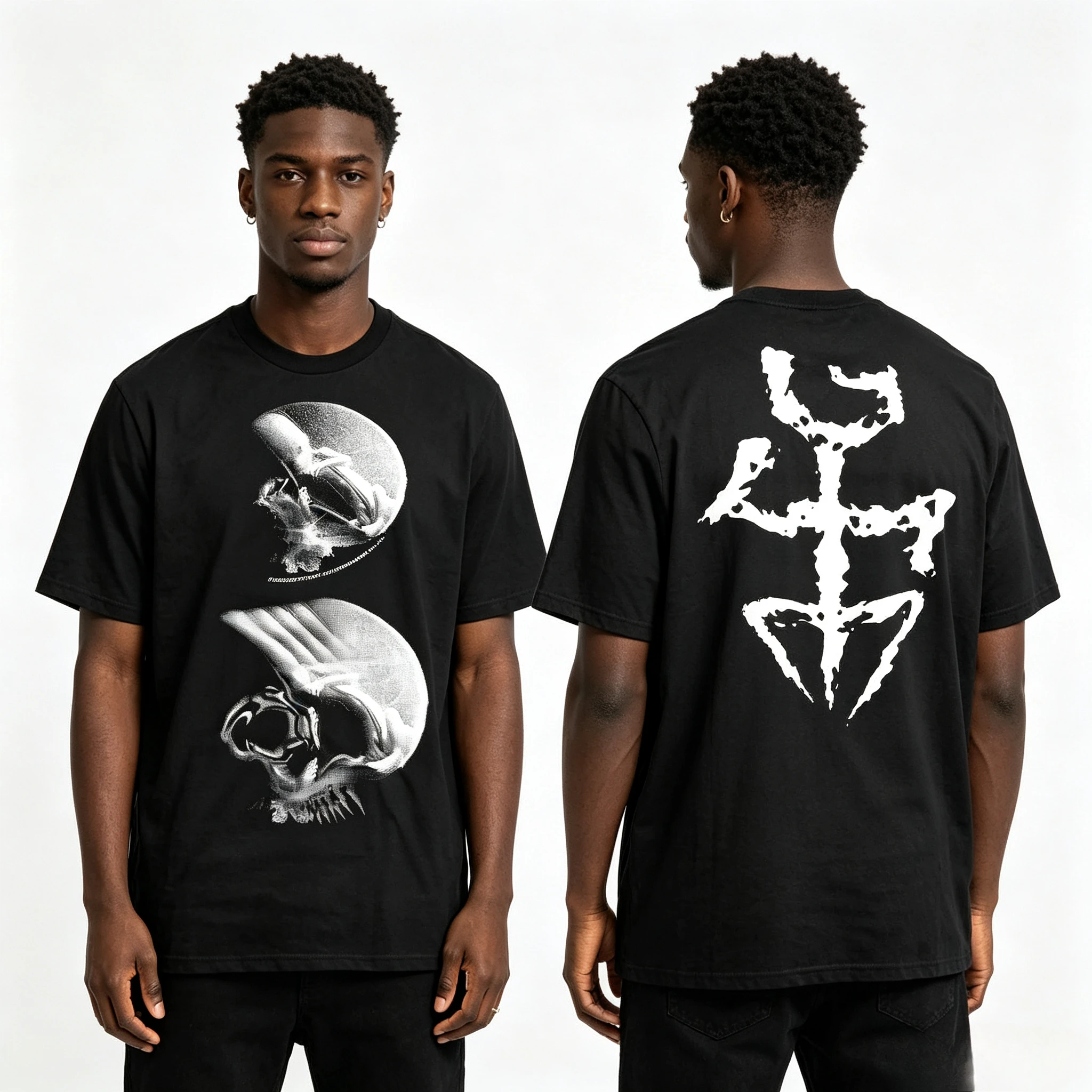 New 2026 GISM Skull Wing Band Graphic Tee Cotton Round Neck Casual Unisex T-shirt Summer Top Fashion Summer Street Y2K