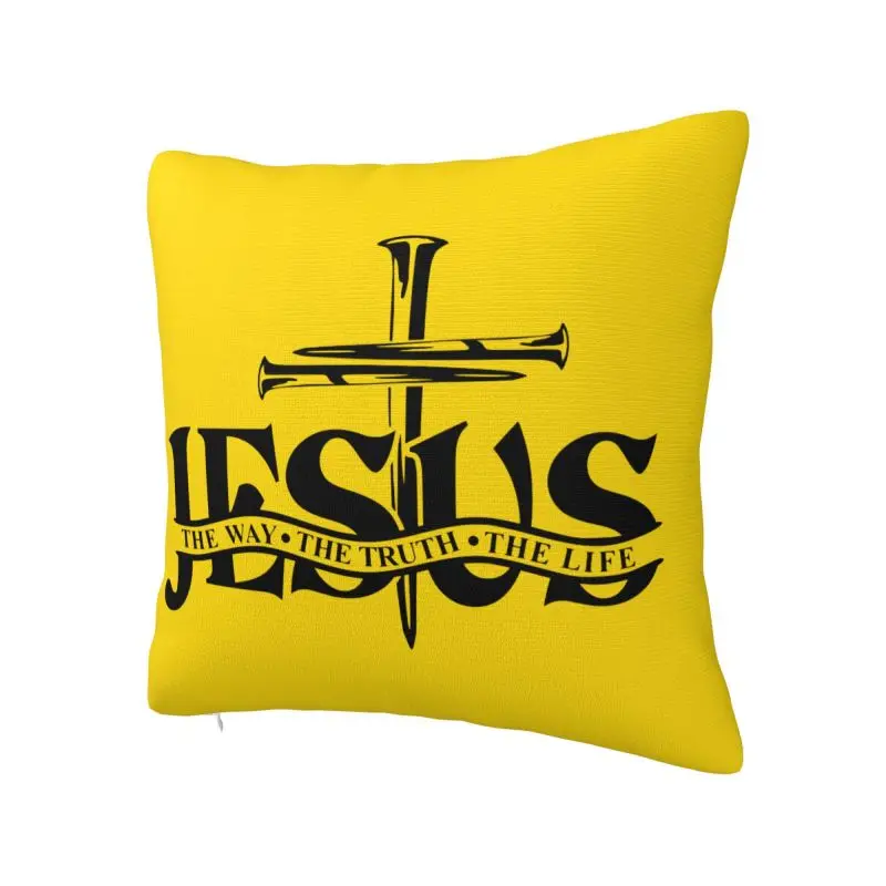 Jesus The Way The Truth The Life Cushion Covers 40x40cm Christian Faith Pillow Case for Car Square Pillowcase Home Decorative