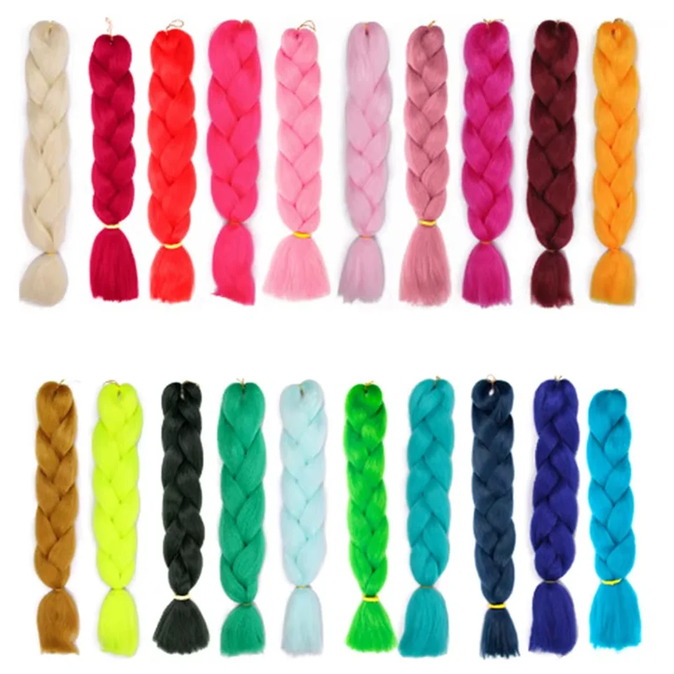 Trenzas jumbo sintéticas de 24 pulgadas, kanekalon, coloridas, para niños 5