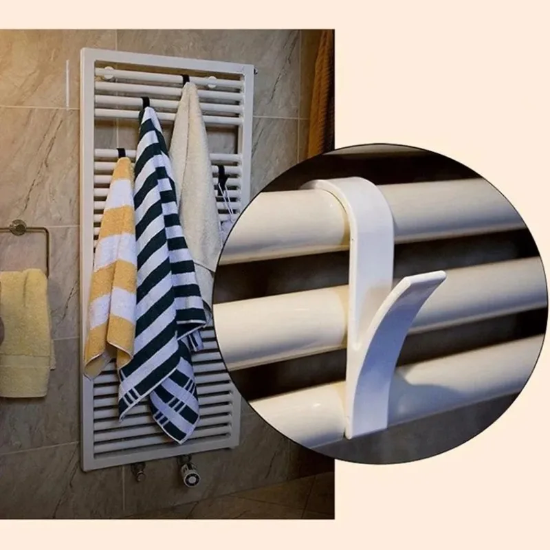Bathroom Shower Towel Holder Hanger Heated Radiator Rail Hooks Clips Storage Racks Clothes Scarf Hanger Hooks image 5