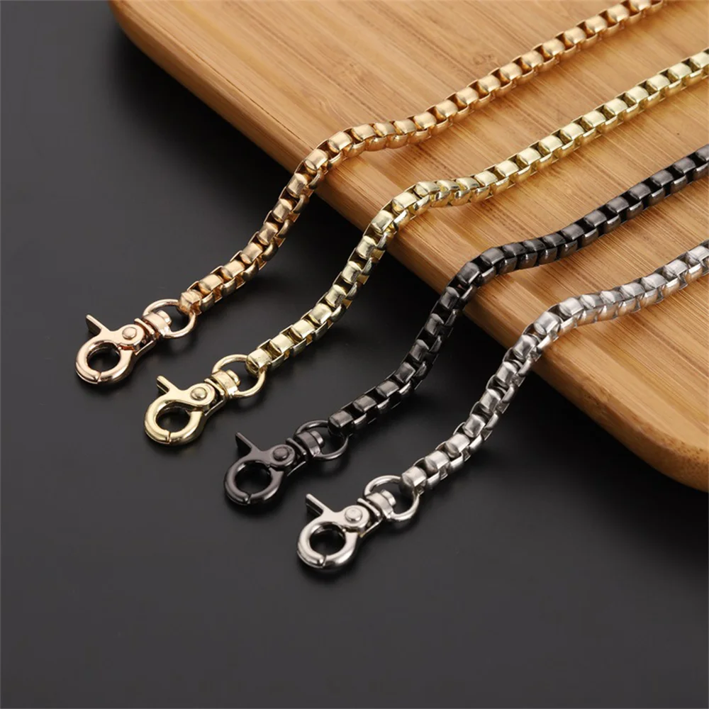 

40-120CM Metal Chain Strap For Bags Handbag Handles DIY Purse Replacement Long Beaded Chain For Shoulder Bag Straps Chain Belt