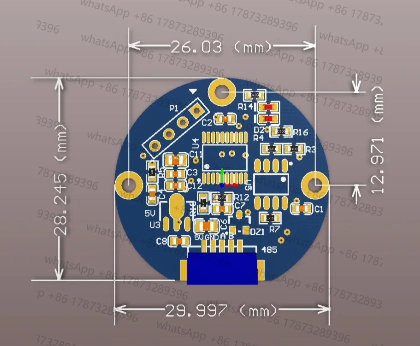 Magnetic Encoder, Angle Sensor, MT6816, High Precision 14-bit, RS485, MODBUS Communication