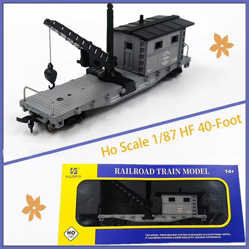 Ho escala de plástico 1/87 hf 40 pés caboose guindaste transporte carro guindaste 98300 trem modelo exibição estática menino lembrança brinquedo