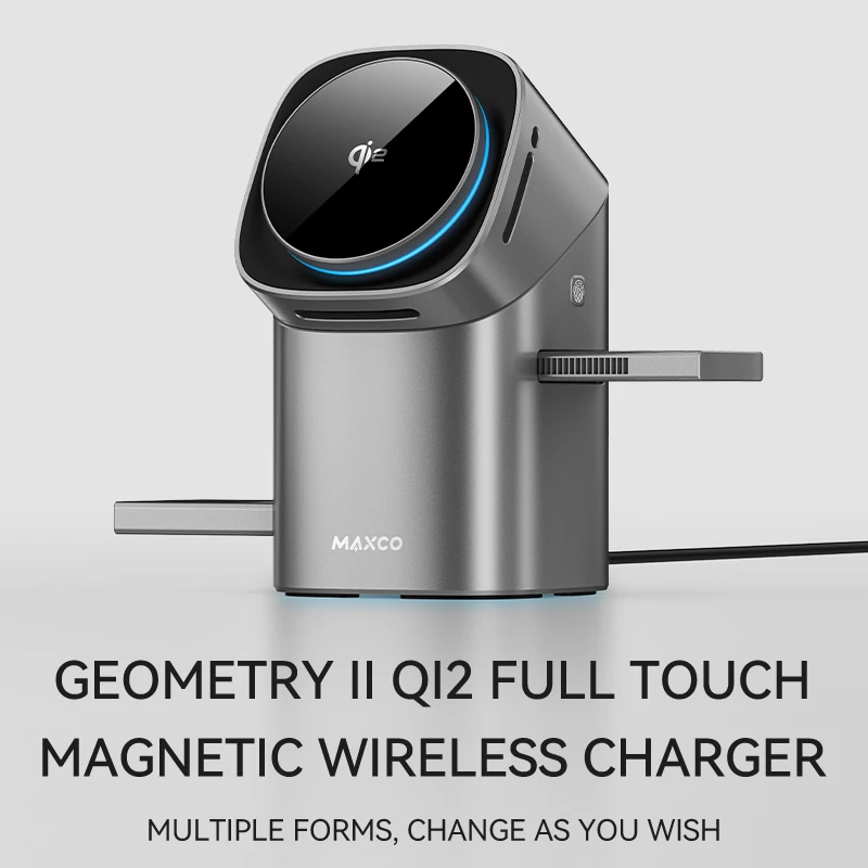 New Geometry II Qi2 Full Touch Magnetic 3 in 1 Wireless Charger Chargeable for Iphone16 15 14 13 Pro Max / Iwatch / Airpods