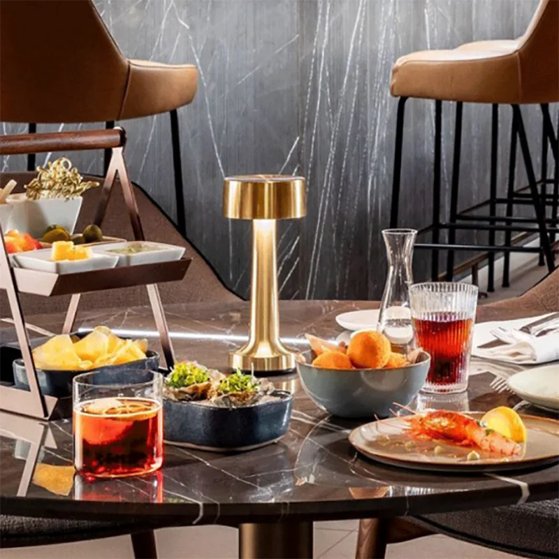 Retro Table Lamp Metal Touch Decor For Bar Coffee Table Restaurant Decoration Light Desk LED Rechargeable Night Lights Bedroom