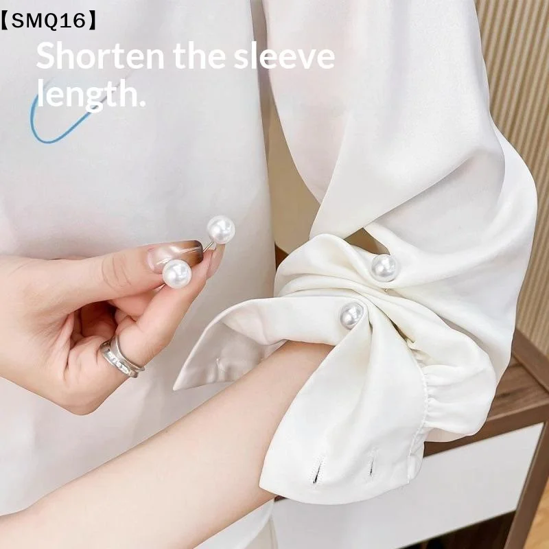2 PCS Pearl Sleeve Clips No Sew Non Slip Hold Perfect For Shortening Long Sleeves Women Daily Office Casual Outfits【SMQ】