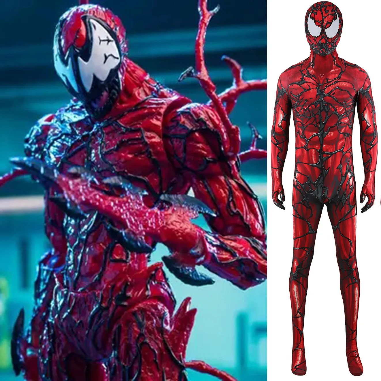 

Carnage косплей удивительный костюм Человека-паука супергерой с 3D принтом спандекс красная веном костюм Zenzai костюм на Хэллоуин для взрослых детей