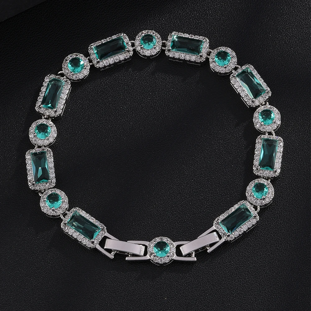 ZAKOL Neues Luxuriöses Glänzendes Buntes Geometrisches Zirkon-Kristall-Armband für Frauen, Wunderschöner Schmuck für Hochzeit und Party, Geschenk – Detail 12