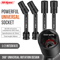 Hi-Spec Impact Swivel Socket Set - 1/2-Inch Drive Universal Joint Cr-Mo Steel Hex Socket Head Adapter Impact Wrench Socket Set