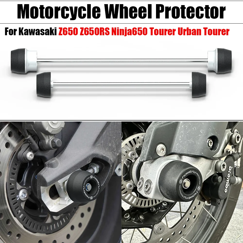 

Motorcycle Wheel Protector Rear Front Axle Fork Crash Slider For Kawasaki Z650 Z650RS Ninja650 Tourer Urban Tourer 2017-2023