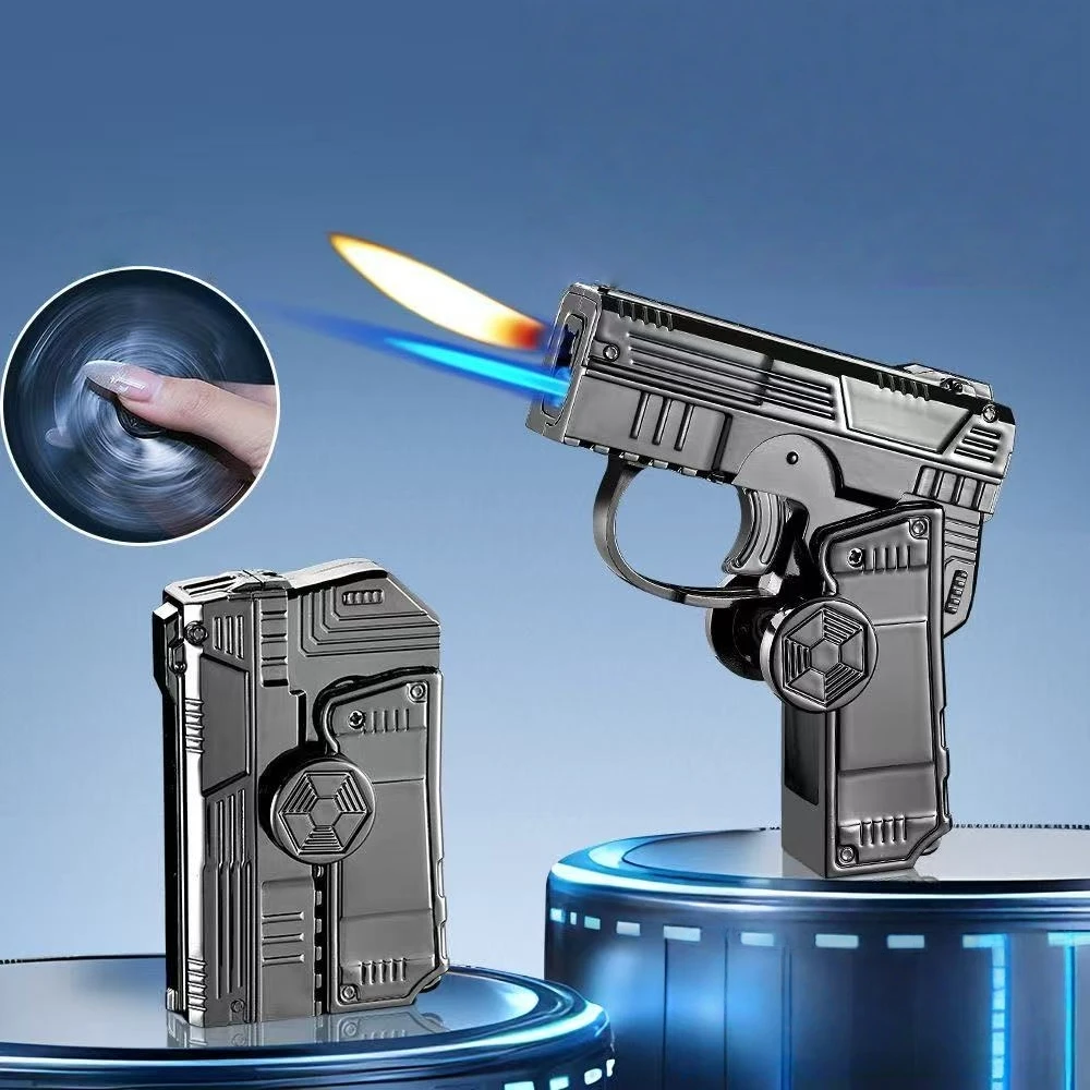 New Intelligent Induction Voice Control Night Light Folding Fingertip Gyroscope Inflatable Windproof Dual Fire Pistol Lighter