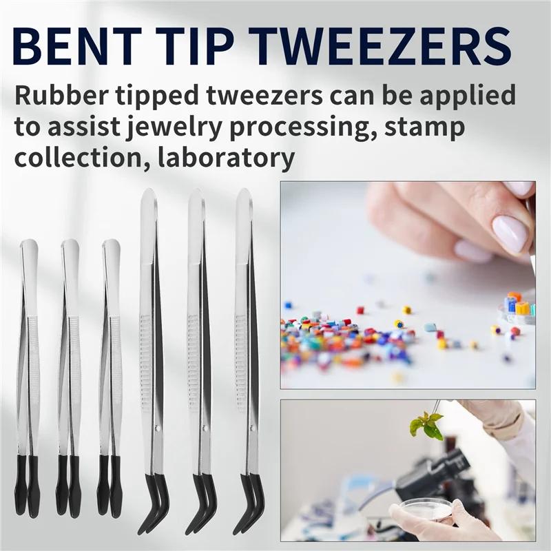 

Classy-6 Pcs Of Rubber Tip Tweezers PVC Silicone Precision Tweezers Laboratory Industrial Hobby Craft Tweezers Tool