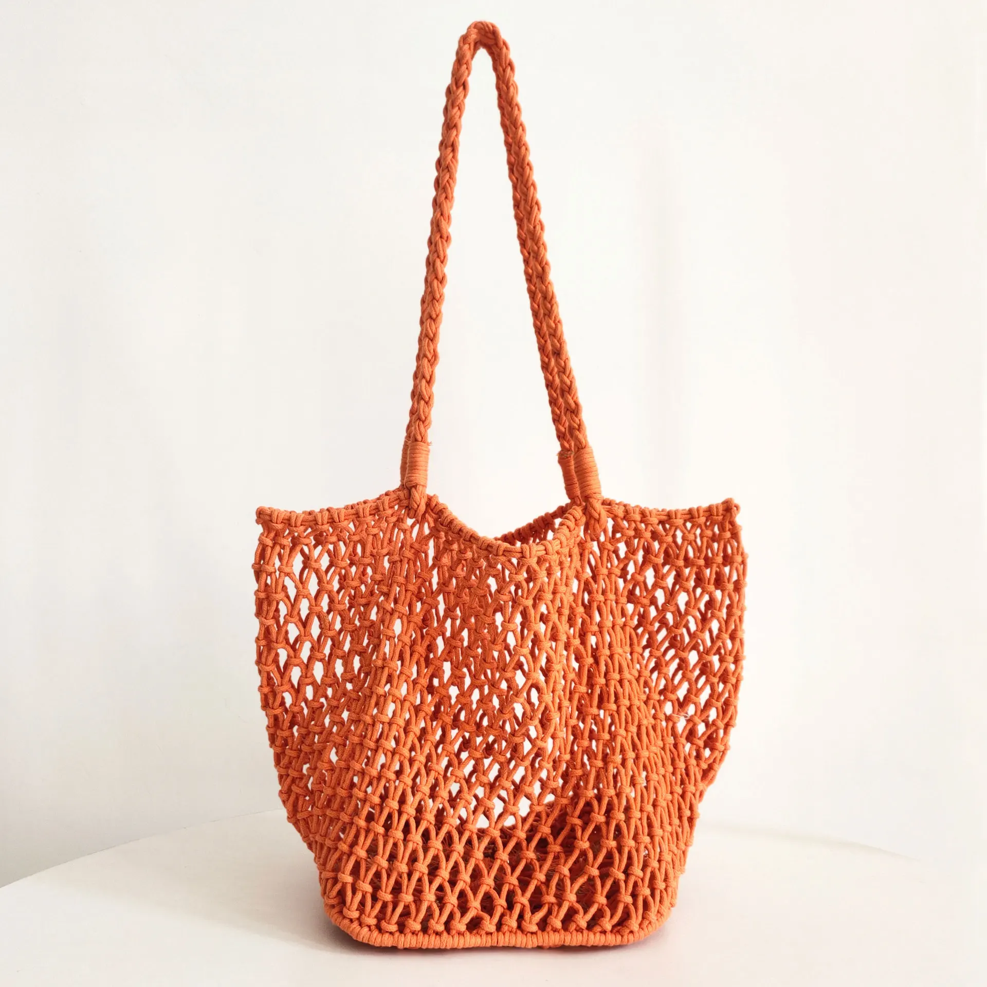 Casual Hollow Finshnet Women Shoulder Bags Rope Woven Large Tote Bag Handmade Summer Beach Handbags Big Bali Shopper Purses 2023