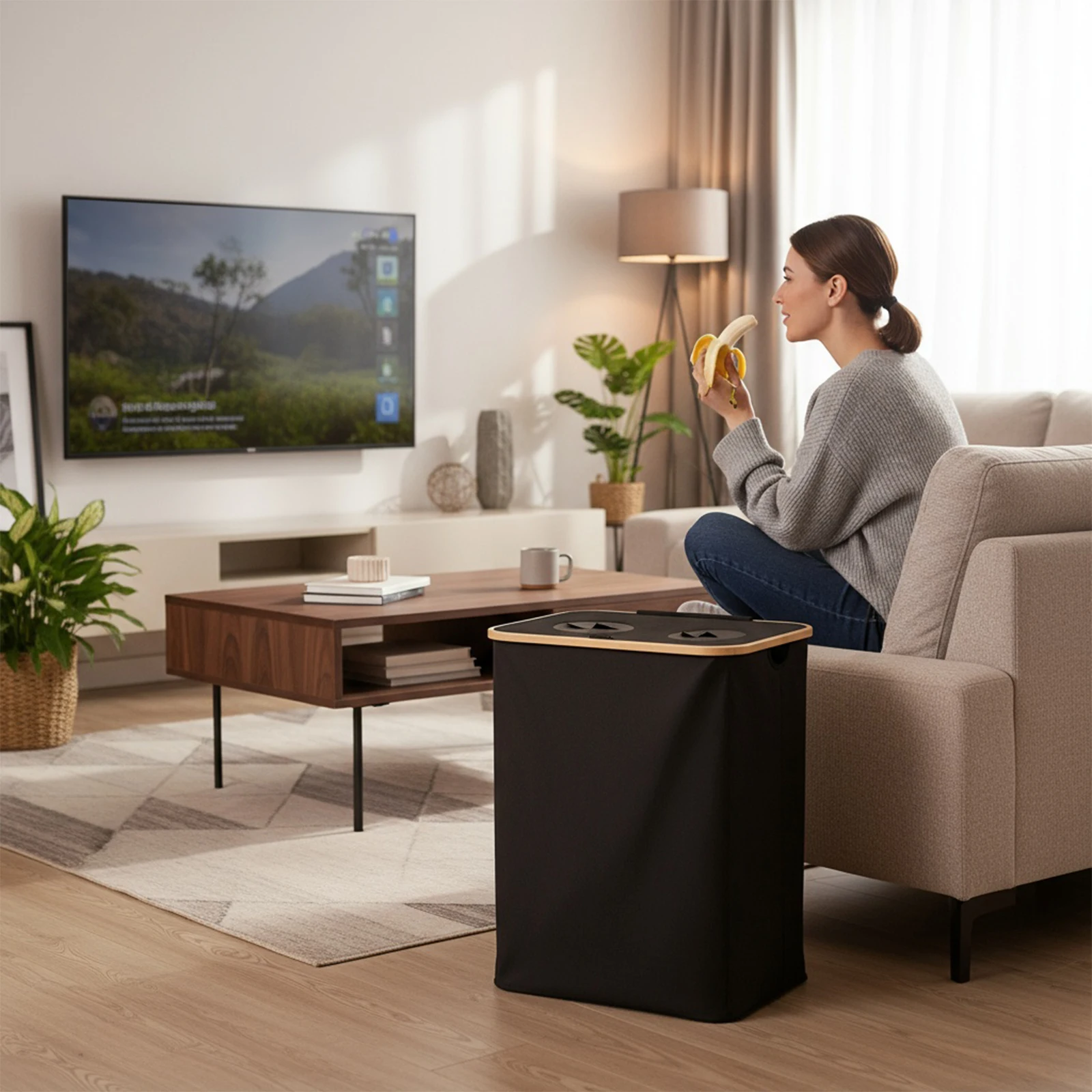 140L طوي أكسفورد 2 أقسام سلة الغسيل يعوق مع غطاء سلة التخزين الملابس يعوق لغرفة النوم الحمام غرفة الغسيل