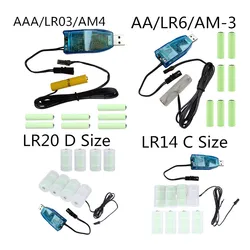 USB to 1V-24V Adjustable Voltage Power Cable AAA/LR03/AM4/ AA/LR6/AM-3 / LR20 D / LR14 C Battery Eliminator for Toy LED Lamp