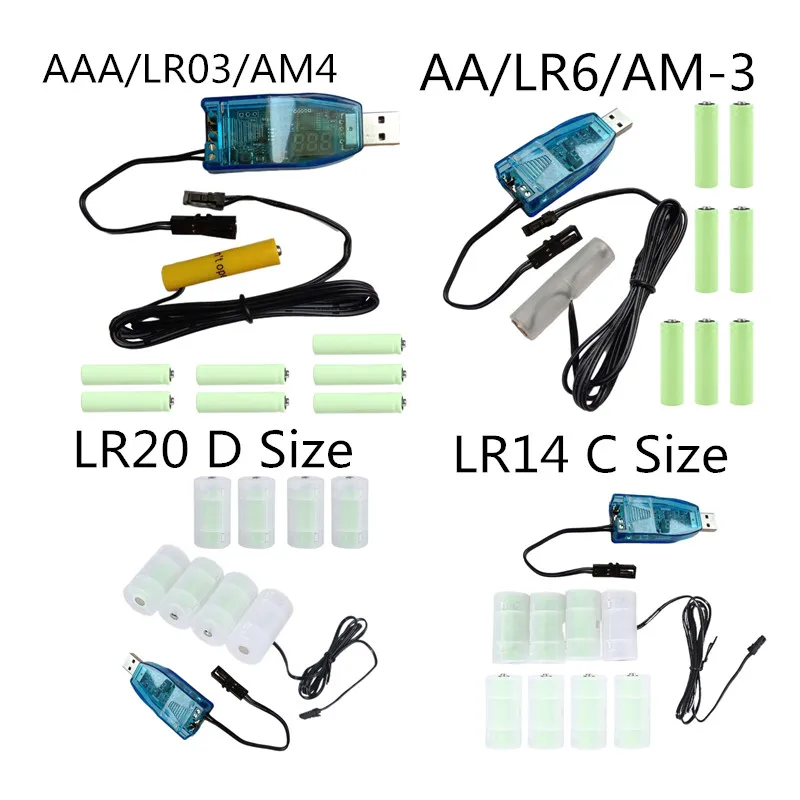 USB to 1V-24V Adjustable Voltage Power Cable  AAA/LR03/AM4/ AA/LR6/AM-3 / LR20 D / LR14 C Battery Eliminator for Toy LED Lamp