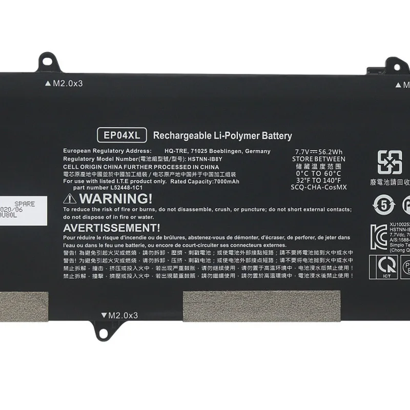 ZEDI New EP04XL Laptop Battery For HP Elite Dragonfly G1 G2 Series Notebook HSTNN-DB9J HSTNN-IB8Y L52448-1C1 7.7V 56.2Wh