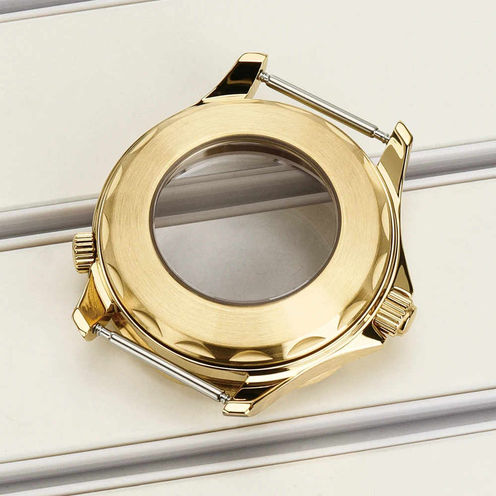 Hochwertiges NH35 41mm Gehäuse mit Keramiklünette für Seamaster 300 316L, passend für NH35 NH36 Uhrwerk, 31mm Zifferblatt, Gold PVD Edelstahl Uhrengehäuse – Detail 9