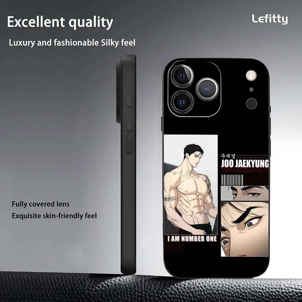 1PC J-Jinx J-Joo Jaekyung iPhone 17 16 15 14 13 12 11 Pro Max Plus Mini用スマホケース ブラック フロスト加工 ソフトシェルケース