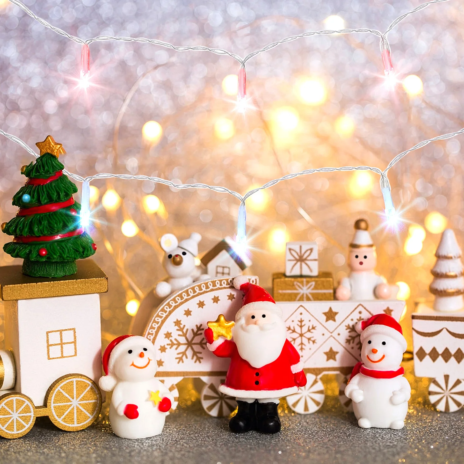 4M 40-Led 3-وضع بالطاقة Led سلسلة أضواء أضواء الزخرفية الملونة لعيد الميلاد حفل زفاف حديقة داخلي في الهواء الطلق