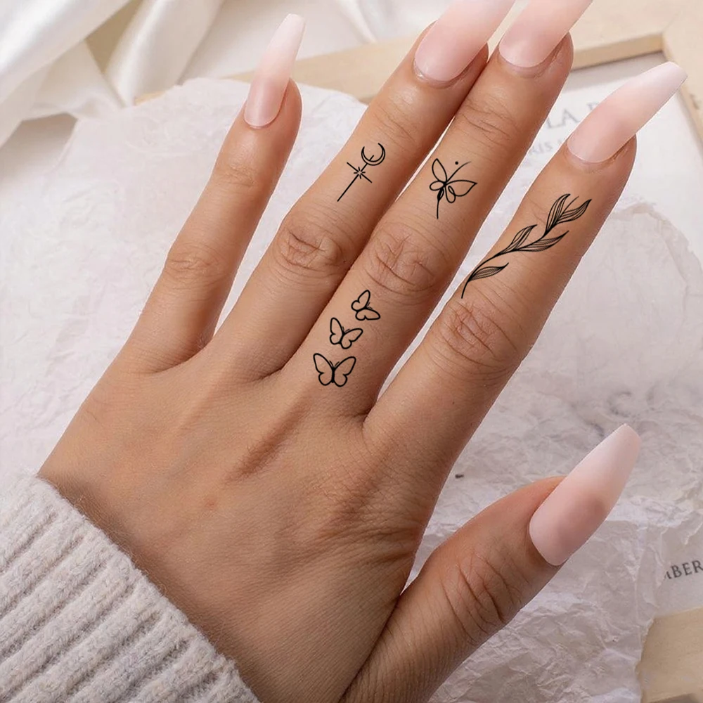 10 Sheets Mini Finger Tattoo Sticker Waterproof Temporary Tattoos For Women And Men Hand Tattoo Fake Tattoo for Arm Face Ankle