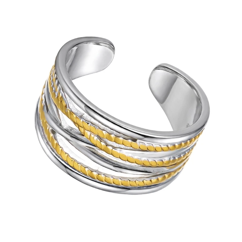 Stacked Styling Statement Ring Stainless Steel Polished Fashion Ring for Daily Outfits, Selected Piece E0BF