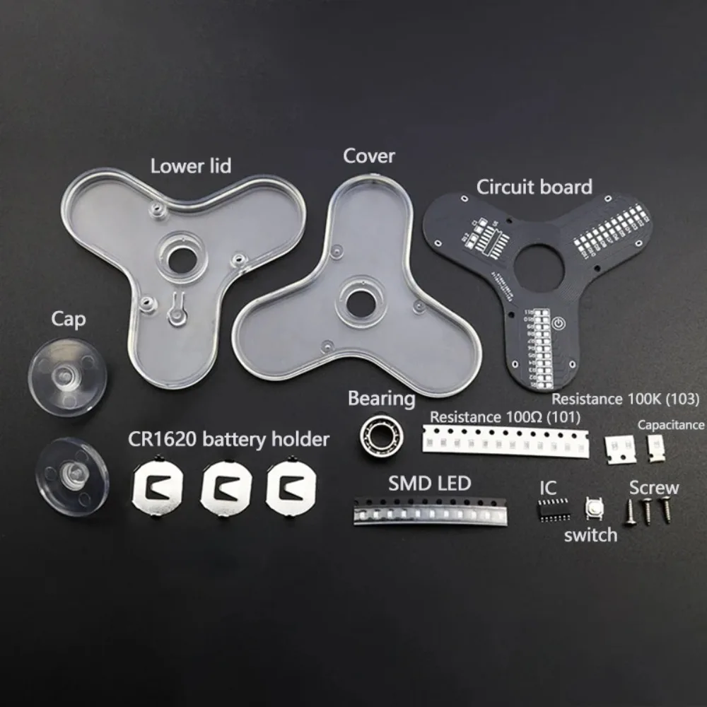 Kit DIY Light Up Fidget Spinner - Brinquedo brilhante LED arco-íris, fácil construção de STEM para crianças e adultos