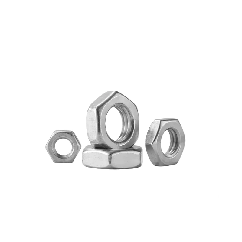 304 Stainless Steel Hexagonal Thin Nut M6x0.75 M8x0.75 M8x1 M10x1 M10x1.25-M30x2.0 Nut Fine Tooth Flat Screw Cap Hex HexagonNut