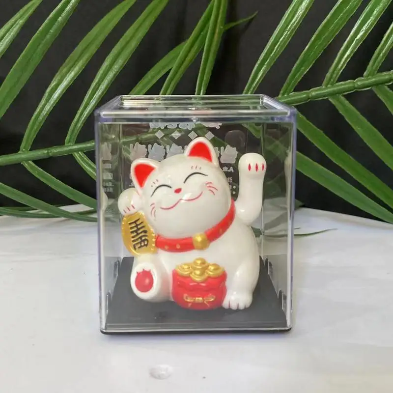 Solar Lucky Cat Waving Arm Fortune Cat Statue Decorations Lucky Cat Waving Arm Fengshui Lucky Cat Swinging Arm Chinese Lucky Cat