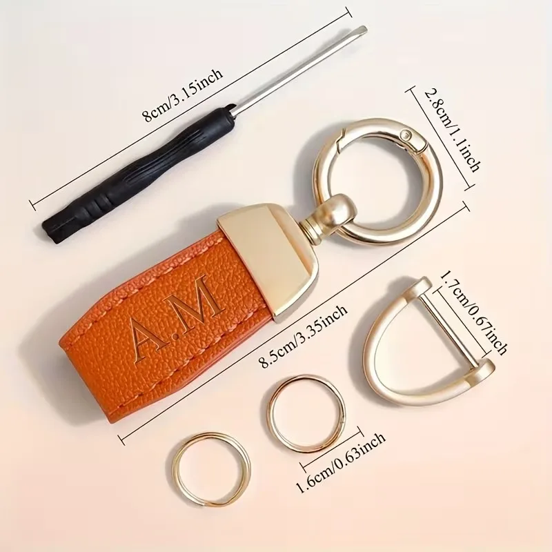 Personalized Custom Name Keychain for Women, Featuring a Metal Pendant And Faux PU Faux Leather. This Durable Keychain