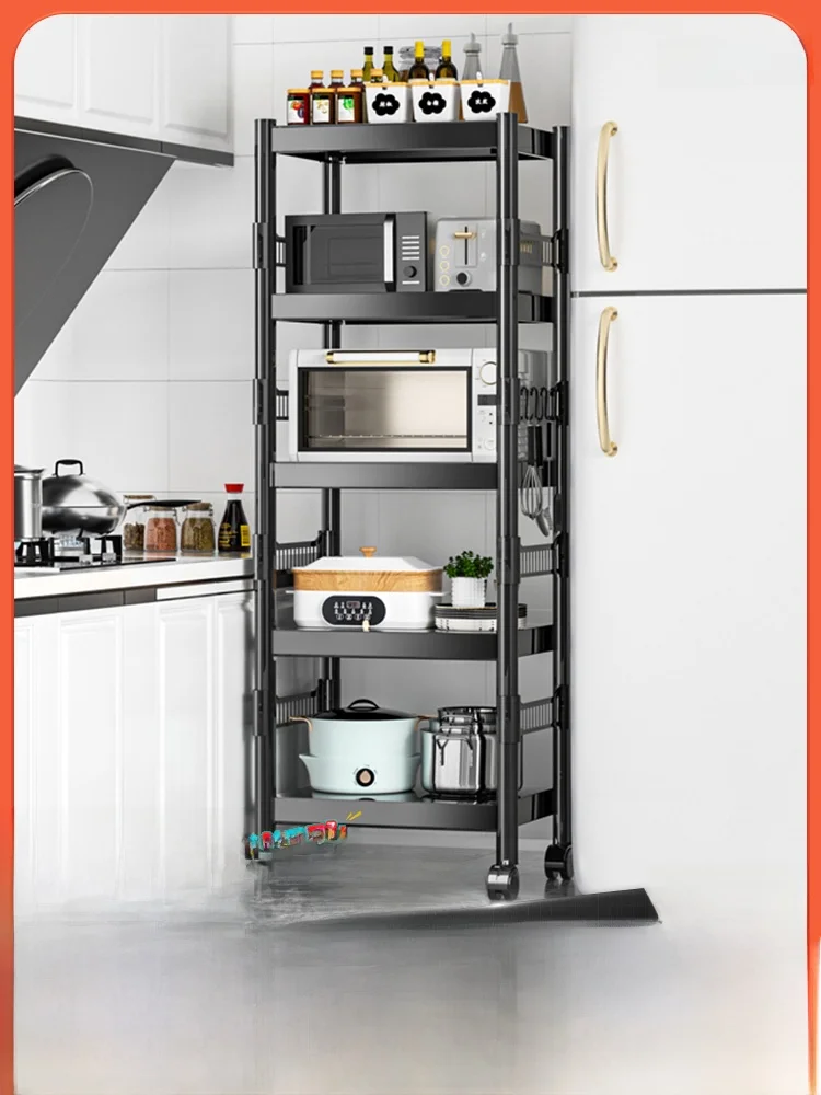 

Многоуровневый напольный стеллаж для кухни, многофункциональный, для хранения, для микроволновой печи, духовки, металлический...