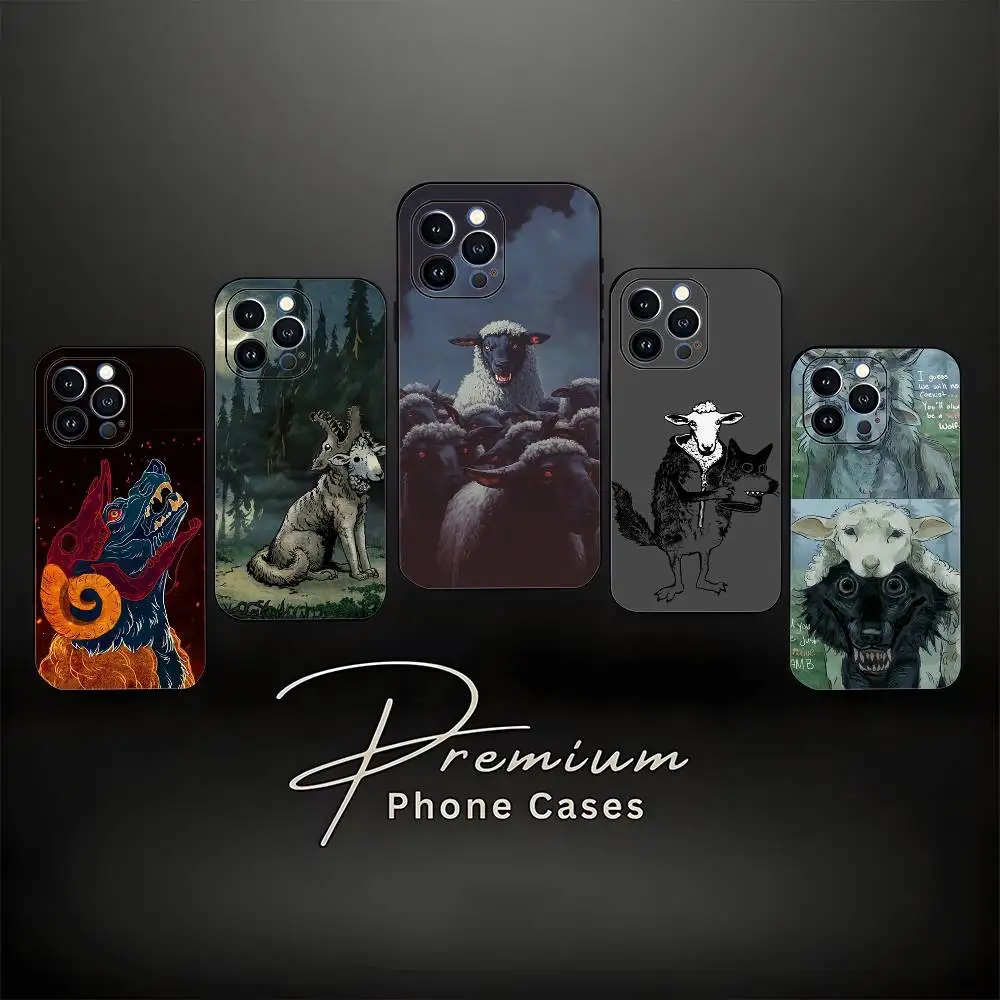 

Sheep in wolf's clothing art Phone Case For iPhone 17,16,15,14,13,12,11 ,Pro Max,XS,X,XR,SE,Mini,8,7,Soft Silicone Black Cover