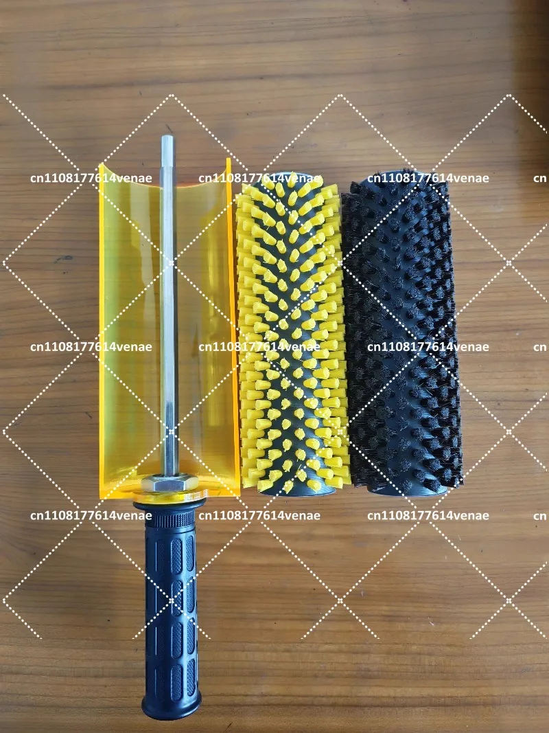 Roller Roto Brush for Cross-Country Ski Waxing, Stainless Steel Horse Hair Nylon Handle with Safety Shield Hood