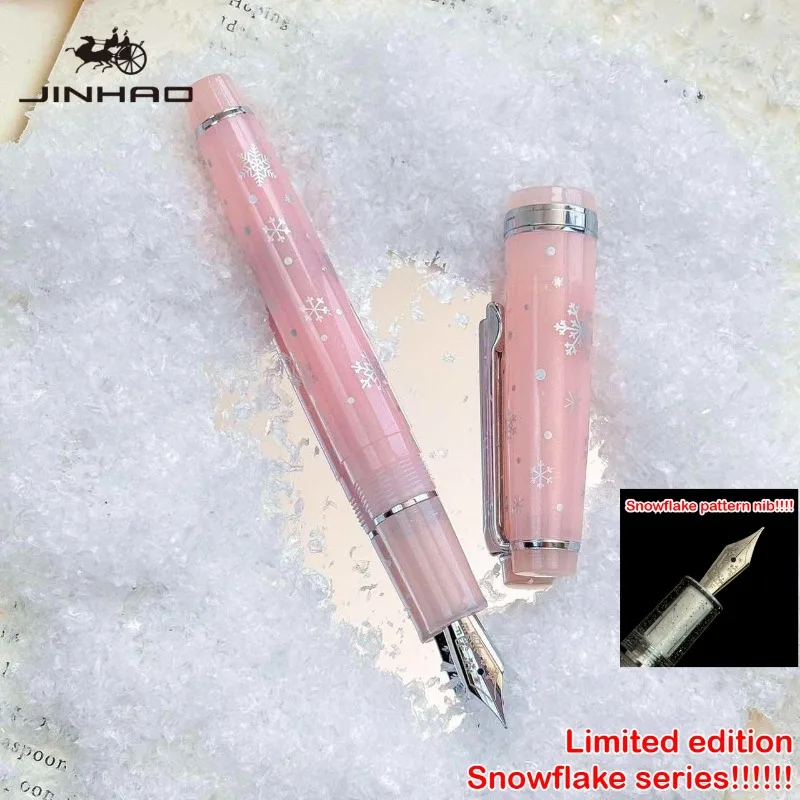 Limited Edition Snowflake Series JINHAO 82 Fountain Pen EF F Snowflake Pattern Nib Calligraphy Pen Stationery School Supplies
