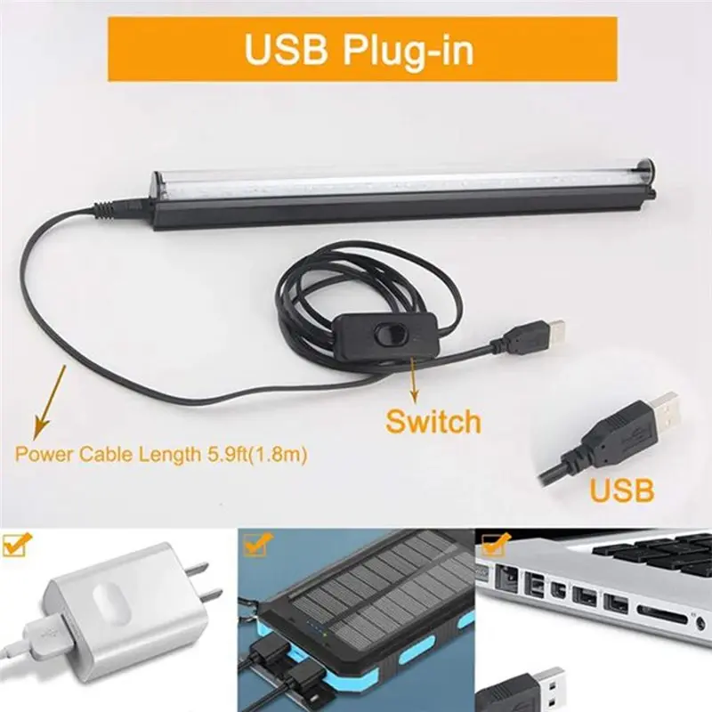 B50C Disco For Party DJ Stage Lighting 2Pcs 5W USB UV LED Black Light T5 380Nm-400Nm Fluorescent Blacklight Bar