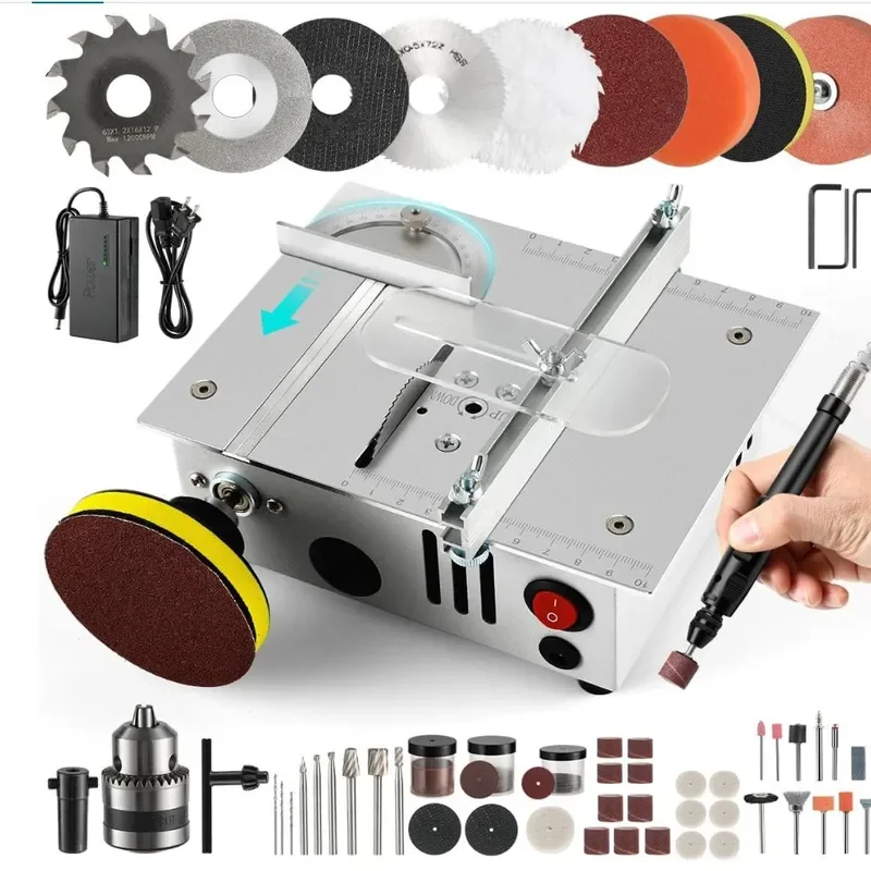 Small table saw, dual-motor mini table saw, acrylic and PVC precision model saw for woodworking