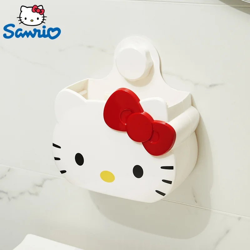 Sanrio Hello Kitty Wall-mounted Perforated Storage Container, Makeup Brush, Bathroom Storage Rack, Bathroom Decor Mini Shelf