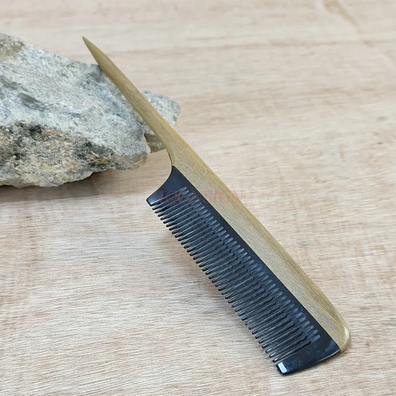 comb hair Natural Green Sandalwood Pointed Tail Comb Home Authentic Horn Combs Pick Wood Children Electrostatic Professional