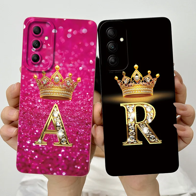 For Samsung A14 A15 4G 5G Case Crown Letters Protective Cover Soft Silicone Couple For SamsungA14 A145F Galaxy A 15 A155F Fundas