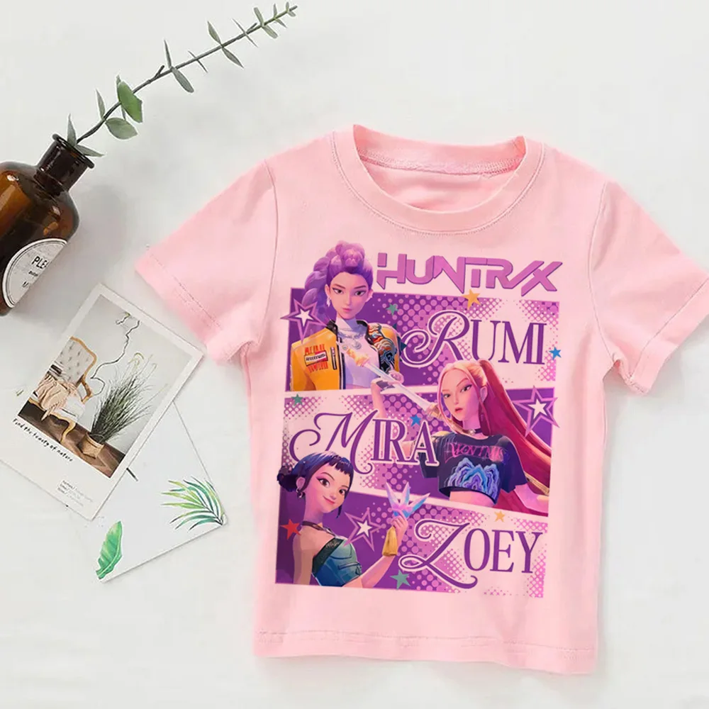 أزياء الصيف Kpop شيطان الصيادين المشجعين هدية قمم تي شيرت الكرتون المطبوعة فتاة الصبي الملابس باردة وبسيطة ملابس الأطفال