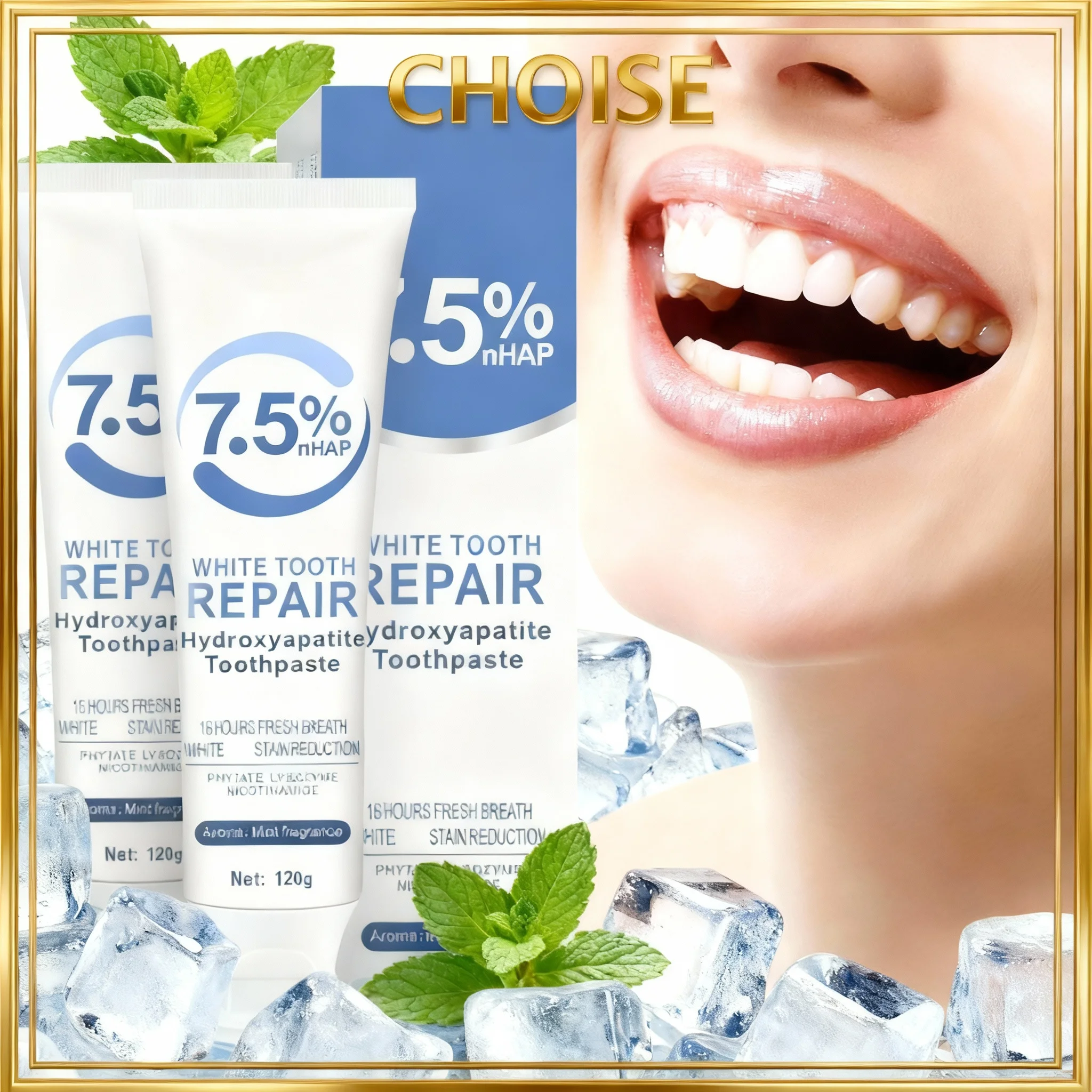 

2 шт. гидроксипазитная зубная паста для усовершенствованной защиты эмали, укрепление зубов, свежее дыхание, глубокая чистка, уход, зубная паста